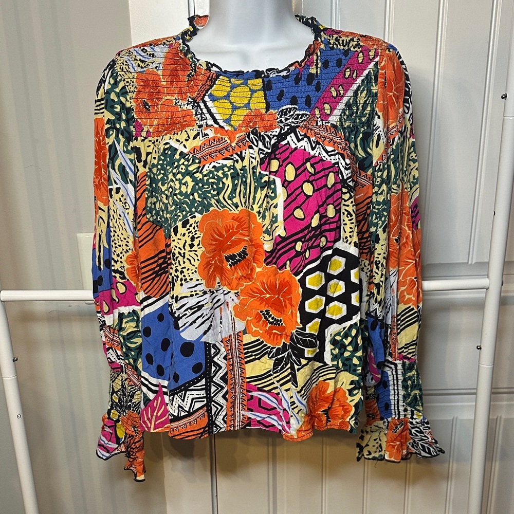 Colorful Abstract Print Women's Top
